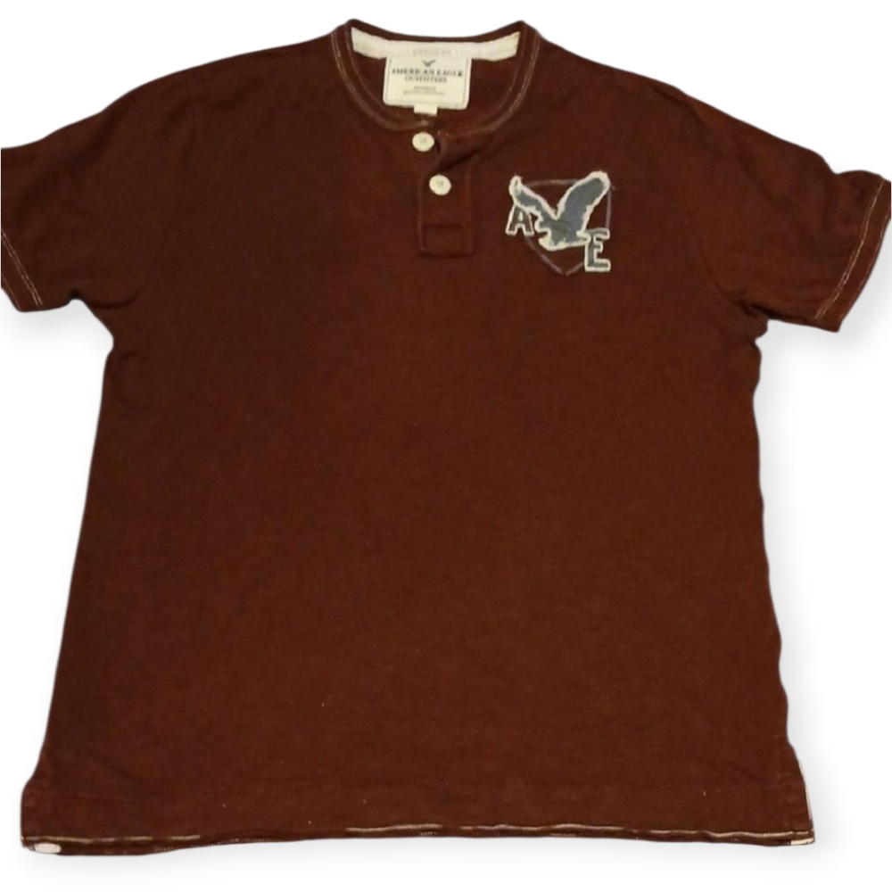 American Eagle Outfitters Men's Maroon Polo Tee Shirt